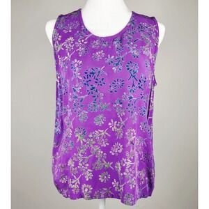 Go Fish Clothing & Jewelry Co Women's Blouse Size S Purple Floral Sleeveless Top